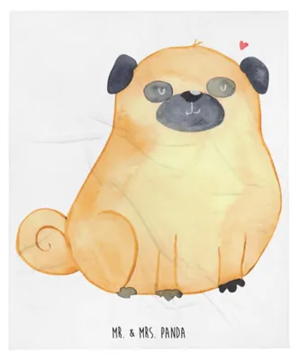 Produktbild von Mr. & Mrs. Panda Plaid Mops - Weiß - Geschenk, Hund, Bettdecke, Knuffig, Wohndecke, Kunstfelldecke, Decke, Kuscheldecke, Sprüche, Tagesdecke, Hundeliebe, Liebe
