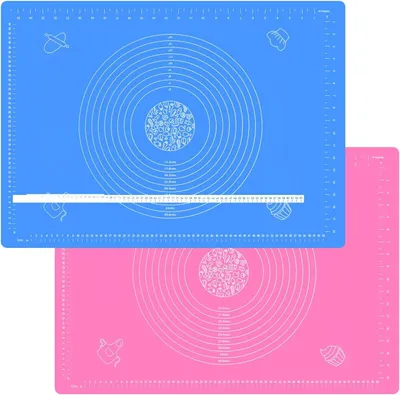 Produktbild von Silikon Backmatte 70 x 50 cm, 2 Stück, rosa und blau, für Teig
