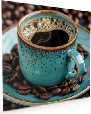 Produktbild von Küchenrückwand Spritzschutz Glas mit Motiv Kaffee mit Tasse 40 x 40 cm