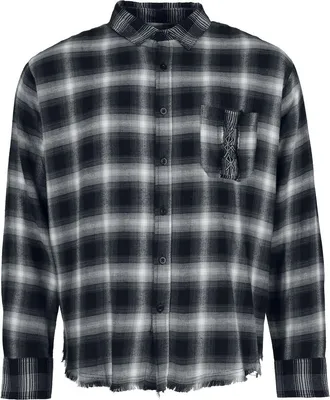 Produktbild von Black Premium by EMP Herren schwarzes kariertes Flanellhemd mit Print XL