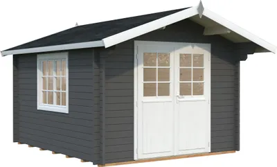 Produktbild von Gartenhaus Palmako Sally 10,2 m² inkl. Fußboden 362 x 440 cm dunkelgrau-weiß