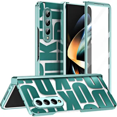 Obrázek produktu pro Pouzdro pro Samsung Galaxy Z Fold 4 5G, galvanizované průhledné pouzdro s ochranou displeje a pantu zelené