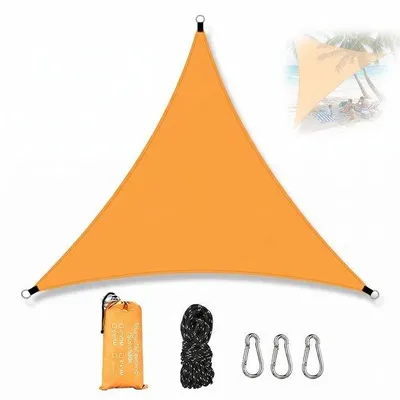 Produktbild von RANJIMA Sonnensegel, dreieckig, 3 x 3 x 3 m, für Balkon, ohne Bohren, wasserdicht, mit Befestigungskordeln, UV-Schutz, Sonnenschutz, aus Polyester