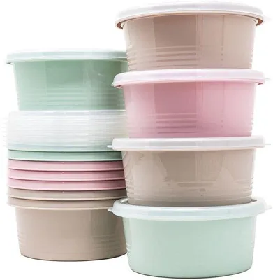 Imagen del producto de Ibenzoa® - Juego de 12 recipientes herméticos (550 ml) – Sin BPA, aptos para microondas, lavavajillas y congelador, de forma redonda con superficie texturizada, reutilizables