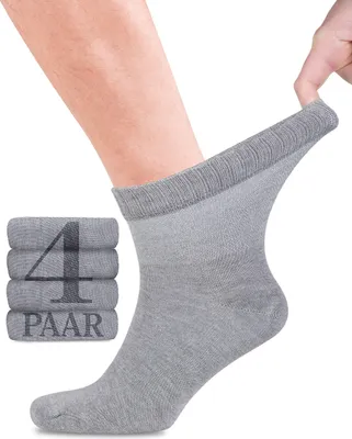 Produktbild von Fiera Besa Diabetiker Socken Herren mit Elasthan, Knöchelhoch, 4 Paar, 39-42, Hellgrau