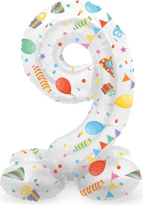 Productafbeelding van Folieballon, vrolijke feestversiering, nummer 9 - 72 cm