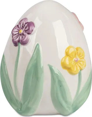 Produktbild von Dekoobjekt Ei mit Blumendekor H. 10cm weiß bunt aus Steingut Formano F26