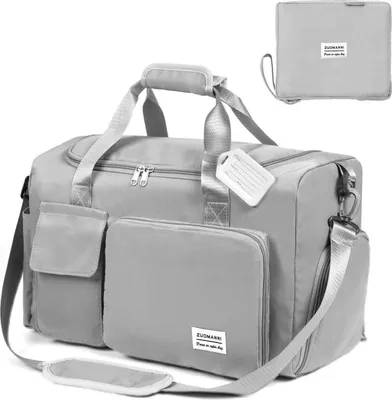 Produktbild von Flintronic 36L Faltbare Reisetasche Wasserdicht Grau mit Gepäckanhänger