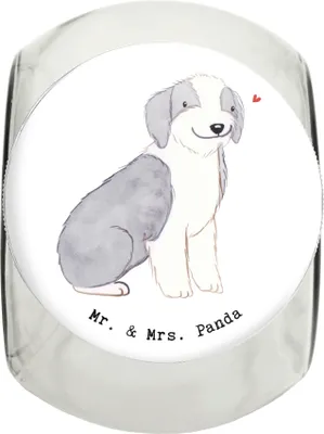 Produktbild von Mr. & Mrs. Panda Bonbonglas Bearded Collie Moment L 870ml - Weiß - Geschenk, Dose, Glasdose, Keksdose, Snackdose, aufbewahrungsglas, Britischer Hütehund, Vorratsbehälter