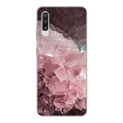 Produktbild von MuchoWow® Handyhülle Schutzhülle Hülle für Samsung Galaxy A70 Naturstein - Rosa - Kristall Silikon Softcase Handy Hülle - Schutzhaube