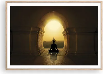 Produktbild von Gerahmtes Poster - Rahmen in heller Eiche - Meditation Tempel Schatten - 100x70 cm - Wand Bild - Wanddeko - Wandbilder - Kunstposter - Wandposter - Bilderrahmen - Bilder - P2NAA100x70-4474