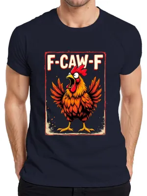 Produktbild von F-CAW-F lustiger Hahn Cartoon Bauernhof Spruch Sarkasmus Vintage Herren T-Shirt, Navy, 3XL
