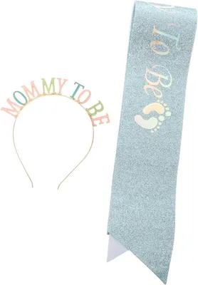 Productafbeelding van Feestmuts met sjerp, elastische sluiting, 1 set, geschikt voor zwangere vrouwen