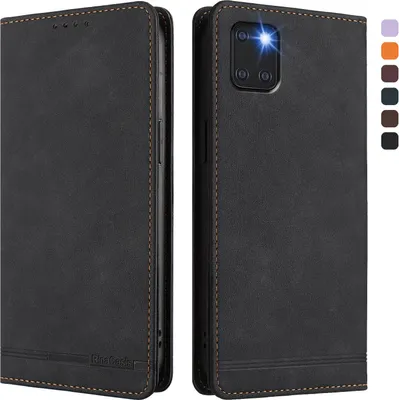 Obrázek produktu pro Pouzdro pro Samsung Galaxy Note 10 Lite, retroPolyuretankožené flip pouzdro s stojánkem a přihrádkami na karty Černý