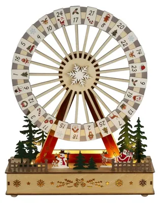 Produktbild von Konstsmide LED-Holzsilhouette Adventskalender Riesenrad batteriebetrieben mit Timer 28 x 35,5 cm warmweiß