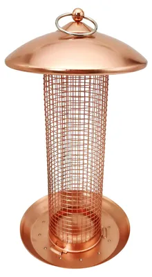 Productafbeelding van Voederzuil vogels - Metaal - Koperlook - Ø 16 cm, hoogte 30 cm