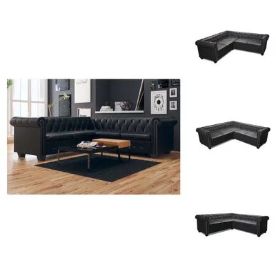 Immagine prodotto di vidaXL Divano angolare Chesterfield 5 posti in ecopelle nero - Divani