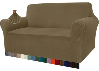 Produktbild von Sofabezug 2 Sitzer Khakigrün Jacquard Stretch für Hunde & Haustiere