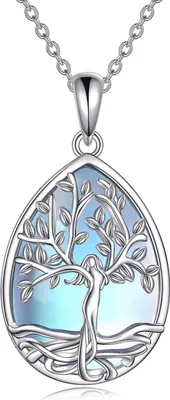 Produktbild von VONALA Silber Mondstein Baum des Lebens Halskette 925 Sterling Silber Anhänger