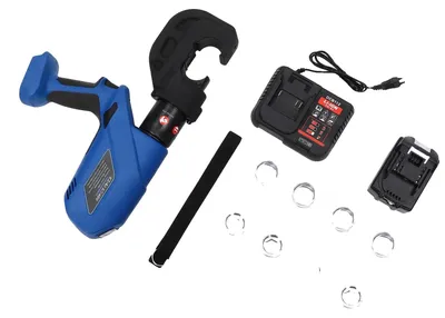 Obrázek produktu pro Hydraulické krimpovací kleště, krimpovací síla 120 kN, krimpovací rozsah 16-400 mm², napětí 18 V, zdvih 42 mm, včetně 12 vyměnitelných matric