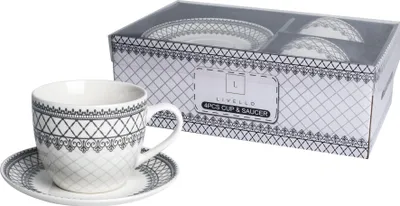 Produktbild von 2 x Kaffeetasse und Untertasse 250 ml Livello Porzellan Kaffeeservice