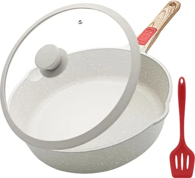Produktbild von Tiefe 11 Zoll Antihaft-Bratpfanne mit Deckel - 5Qt und abnehmbarem Griff