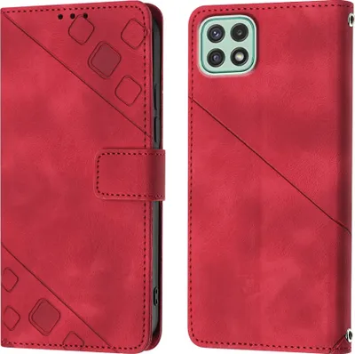 Image de Étui pour Samsung Galaxy A22 5G étui en cuir avec fonction stand rouge