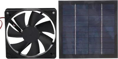 Immagine prodotto di Set ventilatore solare da 20 W con pannello solare e aspiratore per pollaio, cuccia per cani, stalla, fienile, tetto, finestrini dell'auto e garage