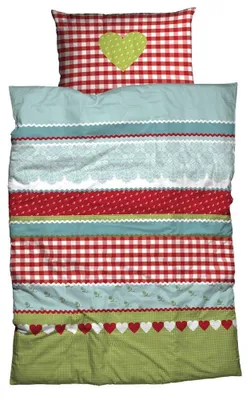 Produktbild von CASATEX Bettwäsche Landhaus Rot Grün Renforcé 155 cm x 220 cm