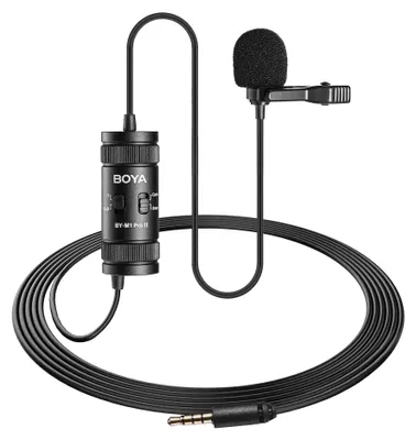 Zdjęcie produktu dla BOYA BY-M1 Pro II, mikrofon krawatowy, 6 metrów, mikrofon kondensatorowy kierunkowy, przeznaczony do smartfonów, aparatów DSLR, do nagrywania wywiadów, wideokonferencji, podcastów i dyktand