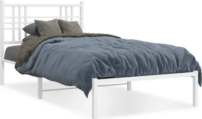 Produktbild von Möbel Bettgestell mit Kopfteil Metall Weiß 100x200 cm - Klassische Betten 2024