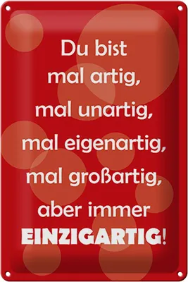 Produktbild von Blechschild Spruch 20x30cm Du bist Einzigartig