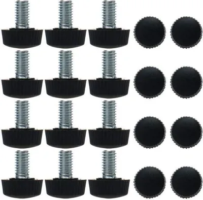 Produktbild von Möbelbeine, M6 x 8,5 mm x 16 mm, Einschraubfuß, verstellbar, Nivellierfußpolster, Tisch- und Stuhlbodenschutz, Schwarz, 20 Stück