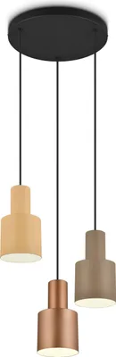 Image de Suspension triple avec abat-jours dans les tons de brun AGUDO 3xE27 40W Trio
