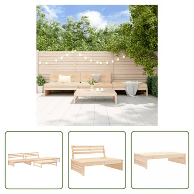 Produktbild von The Living Store 4-tlg. Garten-Lounge-Set Massivholz Kiefer