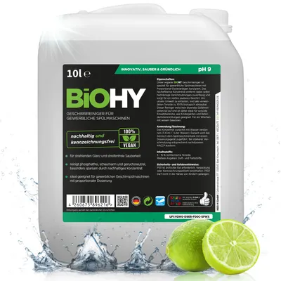 Produktbild von BiOHY Geschirrreiniger für gewerbliche Spülmaschinen + Auslaufhahn, Gastro Spülmittel, 10 l