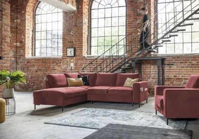 Produktbild von MIUFORM Lofty Lilly - Ecksofa mit Bettfunktion - 237x197cm - Staubrosa - 6-Sitzer Ausrichtung Links