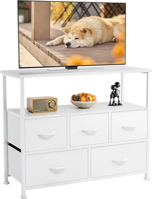 Produktbild von Sweetcrispy Kommode mit Schubladen kommoden & Sideboards für Schlafzimmer Geeignet,Komodenschrank mit 5 Schubladen,TV-Schrank mit Stabilem Stahlrahmen