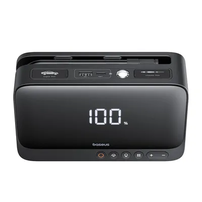 Produktbild von Baseus Multifunktionaler Jumpstarter BS-CH013: 600A Starthilfe, 6000mAh Powerbank, Kompressor & Taschenlampe - Schwarz