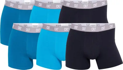 Produktbild von CR7 Herren Boxer Shorts, 6er Pack - Trunks, Organic Baumwolle Stretch Türkis/Schwarz S