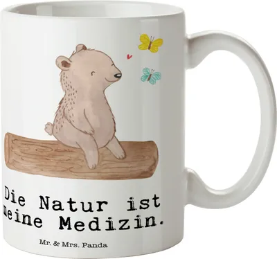 Produktbild von Mr. & Mrs. Panda Becher Bär Naturliebhaber - Weiß - Geschenk, Pott, Sportart, Tasse, Kaffeebecher, haferl, Wandern, Outdoor, Teetasse, Nature Lover