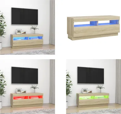 Produktbild von vidaXL TV Schrank mit LED Leuchten Sonoma Eiche 100x35x40 cm - TV-Schrank - TV-Schränke - TV-Schrank Mit LED - TV-Möbel