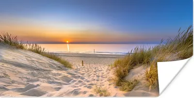 Produktbild von MuchoWow® Poster Düne - Sonnenuntergang - Horizont - Strand - Gras 40x20 cm - Poster für die Wand - Poster Schlafzimmer