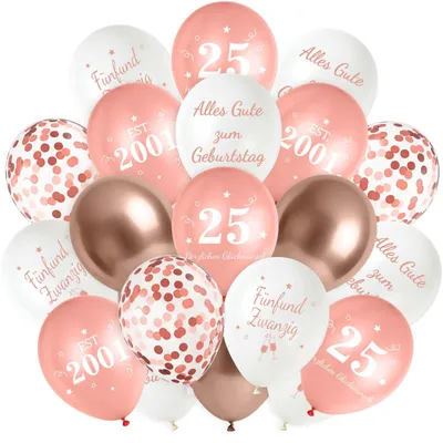 30er Set Roségold Latex-Ballons für 25. Geburtstag