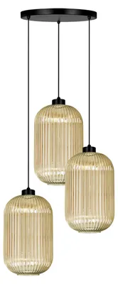 Zdjęcie produktu dla Lampa wisząca FADIGA bursztynowo-czarna 3xE27x20W szkło wym:108x43x43cm IP20 Kaja