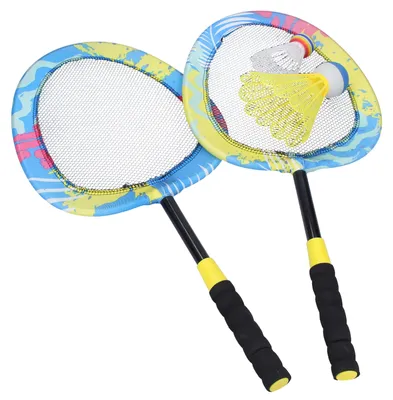 Produktbild von Buntes Badminton Set 55 cm mit 2 Schlägern und 2 Federbällen