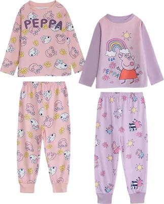 Obrázek produktu pro Peppa Pig – pyžamo s dlouhými kalhotami pro dívky, s dlouhými rukávy (balení po 2 kusech) NS9652 (122) (barevné)