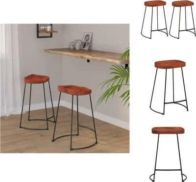 Image de vidaXL Gavin tabouret de bar 2 pcs. 45x40x63 cm bois massif manguier - Tabouret de bar