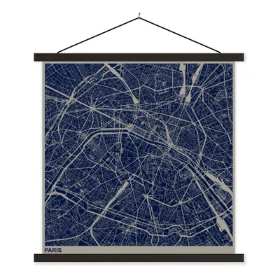 Produktbild von MuchoWow® Textilposter Paris - Karte - Frankreich 90x90 cm mit schwarzem Rahmen - Magnetisches