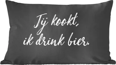 Produktbild von MuchoWow® Zierkissen Sofakissen Wohnzimmer Dekokissen 50x30 cm Du kochst, ich trinke Bier - Bier - Zitate - Sprichwörter - Alkohol - Wohnzimmerdekoration - Polster mit Photo